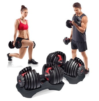 two people working out with dumbbells